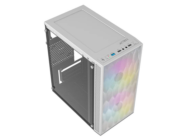 Gabinete Acteck Fuji GC470, Mini-Tower, Micro-ATX, Incluye fuente de poder de 500W. Color Blanco.