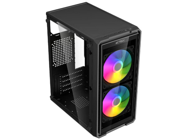 Gabinete ACTECK Doom Ultra Crystal GI750C, Mini Tower, Micro-ATX, Fuente de Poder de 500W, Cristal Templado. Incluye 2 Ventiladores.
