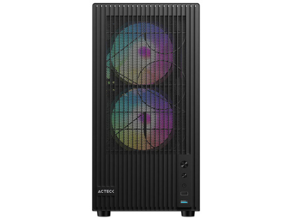 Gabinete ACTECK ZYRON GC606, Mini Tower, Micro-ATX, Incluye 3 Ventiladores FRGB de 120mm, No Incluye Fuente de Poder. Color Negro.
