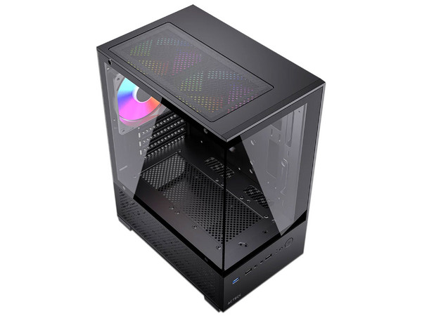 Gabinete Acteck Panorak GC600, Mini-Tower, Micro-ATX, (No Incluye Fuente de Poder), Color Negro.