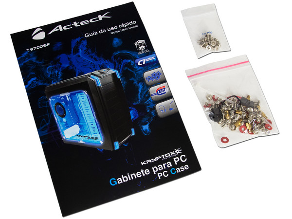 Gabinete Gamer Acteck Kryptox T9700 sin fuente de poder, ATX, Color Negro con Leds Azules