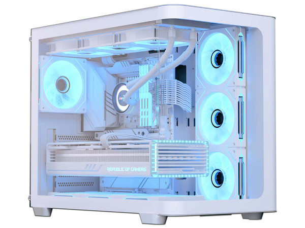 Gabinete AeroCool P500C White Cristal, Mid-Tower, ATX, Incluye 4 Ventiladores de 120 mm ARGB, (Sin fuente de poder). Color Blanco.