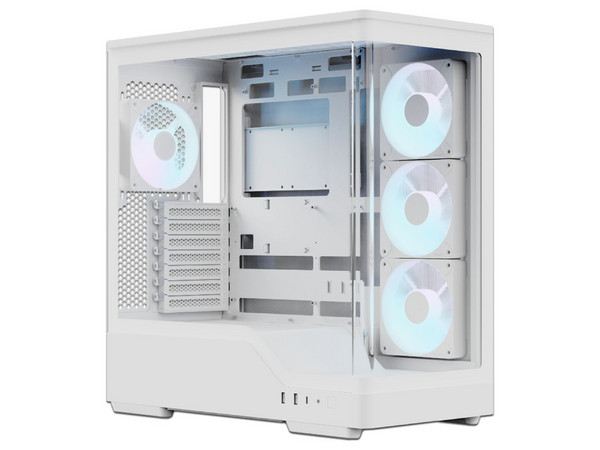 Gabinete AeroCool P500A, Mid Tower, ATX, Incluye Ventiladores 4 x 120mm RGB, Panel de Cristal Templado, (no incluye fuente de poder). Color Blanco.