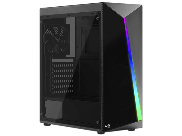 Gabinete Gamer Aerocool Shard Mid Tower Tempered Glass, ATX, (sin fuente de poder), color Negro.