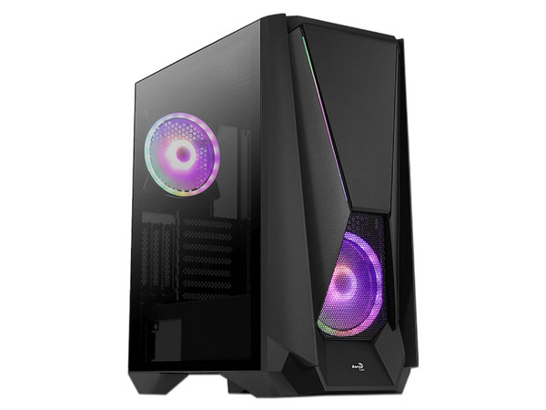 Gabinete Gamer AeroCool Visor, RGB, E-ATX, (no incluye fuente de poder). Color Negro.