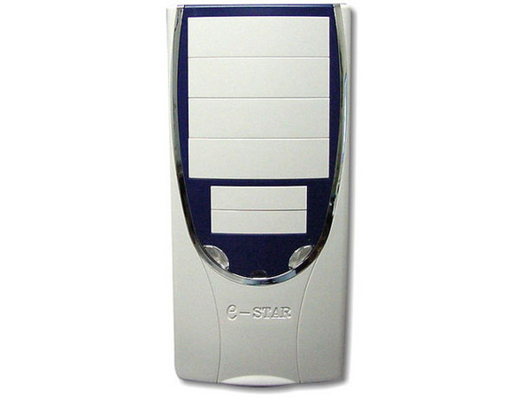 Gabinete Alaska / E-STAR, Color Blanco con Azul, para Pentium 4, Fuente de 300W, ATX.