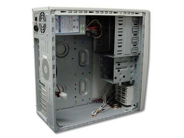 Gabinete Alaska / E-STAR, Color Blanco con Azul, para Pentium 4, Fuente de 300W, ATX.