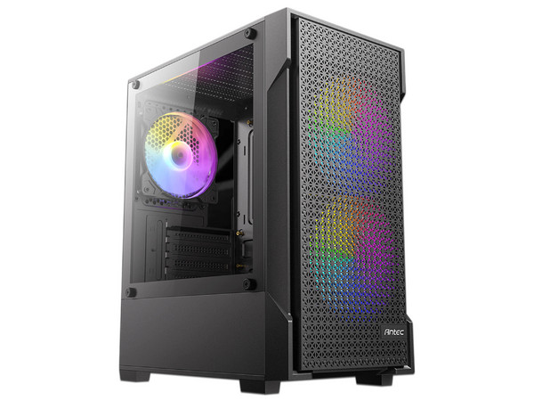 Gabinete Antec VX100M, Micro ATX, 3x Ventiladores ARGB 120mm, (No incluye fuente de poder), Negro
