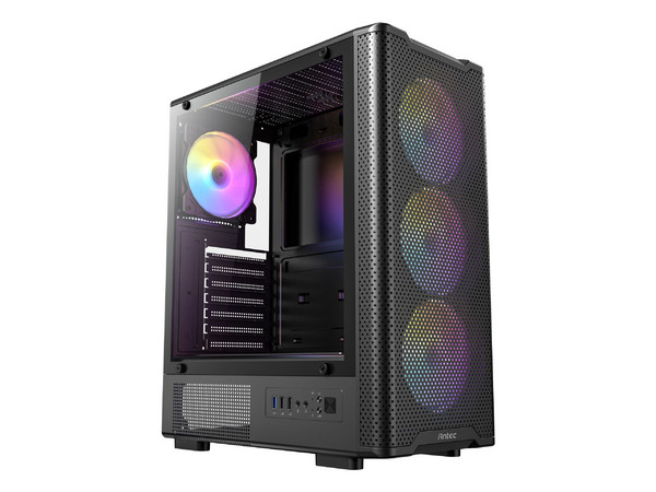Gabinete Antec VX310 ARGB, Mid Torre, ATX, Incluye 4 Ventiladores de 120mm, (No incluye fuente de poder). Color Negro.