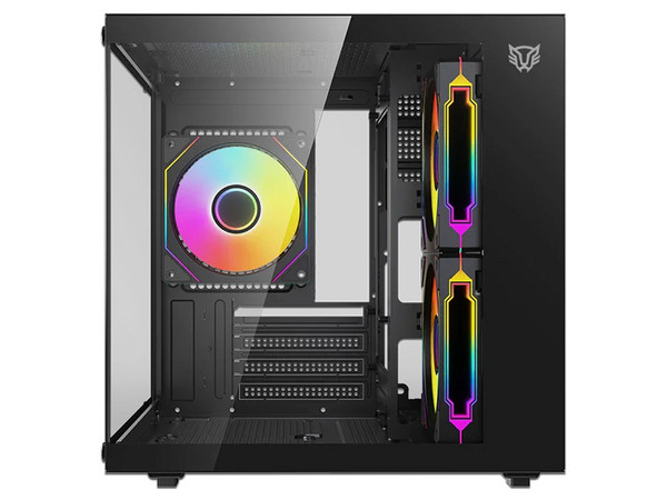 Gabinete BALAM RUSH TANK GLOW PLUS 3700, Mid Tower, Micro-ATX, Incluye 3 Ventiladores de 120mm, Panel de Cristal, No Incluye Fuente de Poder. Color Negro.