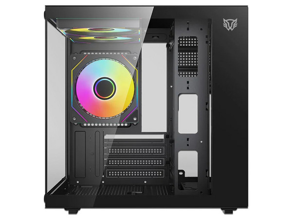 Gabinete BALAM RUSH Tank Glow Mini 3500, Mini Tower, Micro-ATX, Incluye 3 Ventiladores de 120mm, Panel de Cristal, No Incluye Fuente de Poder. Color Negro. (Caja abierta)