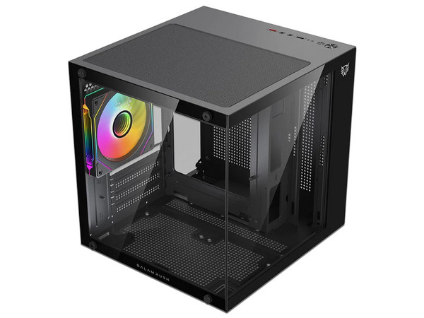 Gabinete BALAM RUSH Tank Glow Mini 3500, Mini Tower, Micro-ATX, Incluye 3 Ventiladores de 120mm, Panel de Cristal, No Incluye Fuente de Poder. Color Negro. (Caja abierta)