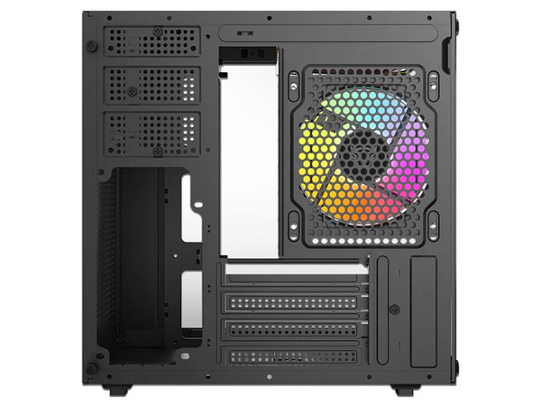 Gabinete BALAM RUSH Tank Glow Mini 3500, Mini Tower, Micro-ATX, Incluye 3 Ventiladores de 120mm, Panel de Cristal, No Incluye Fuente de Poder. Color Negro. (Caja abierta)