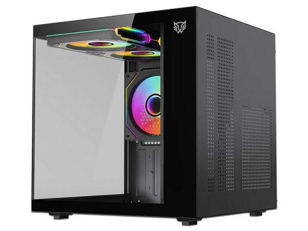 Gabinete BALAM RUSH Tank Glow Mini 3500, Mini Tower, Micro-ATX, Incluye 3 Ventiladores de 120mm, Panel de Cristal, No Incluye Fuente de Poder. Color Negro. (Caja abierta)