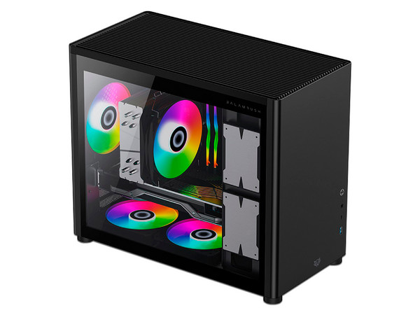 Gabinete Balam Rush Eris Jet, Mini-ITX, Cristal Templado, (No incluye fuente de poder). Color Negro.