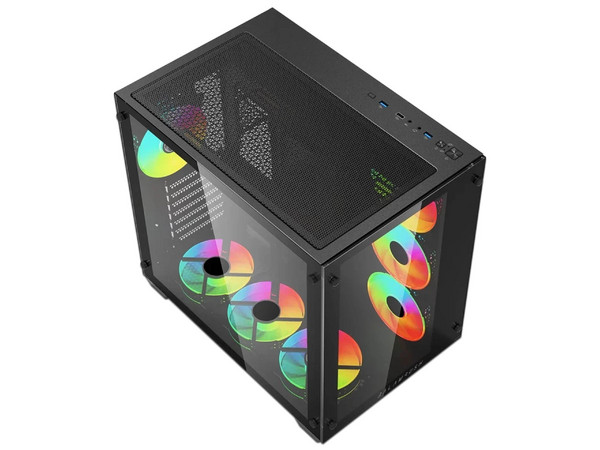 Gabinete Gamer Balam Rush Tank Pro GM930, Mid-Tower, Micro-ATX, (No incluye fuente de poder). Color Negro.