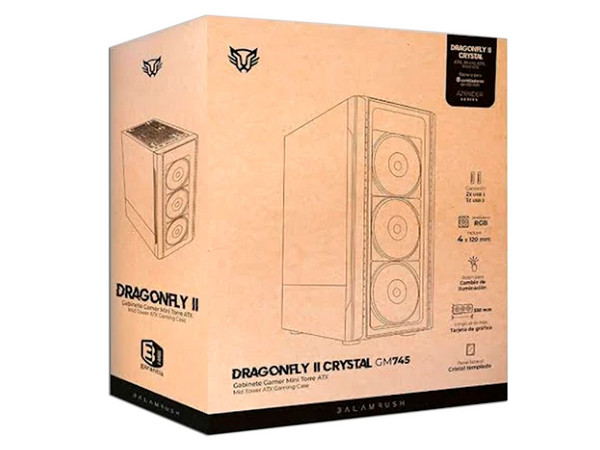 Gabinete Balam Rush Dragonfly Perform Crystal GM590CB, Mid-Tower, ATX, (No Incluye Fuente de Poder). Color Negro.