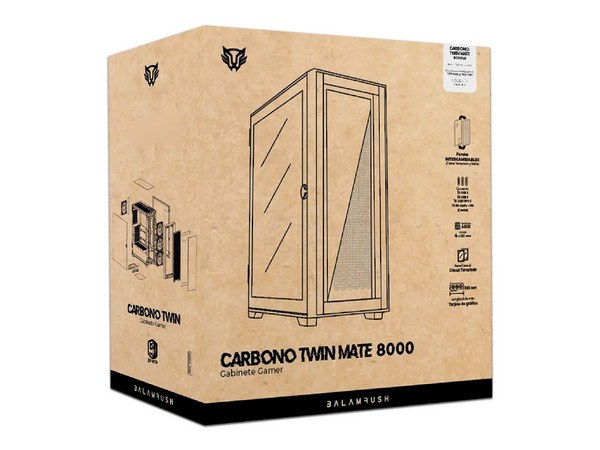 Gabinete Gamer Balam Rush Torre Carbono Twin Mate 8000, Micro-ATX, (No incluye fuente de poder). Color Blanco.