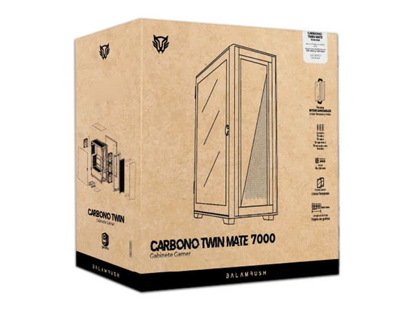 Gabinete Gamer Balam Rush Carbono Twin Mate 7000, ATX, (No incluye fuente de poder). Color Blanco.