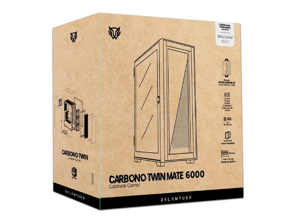 Gabinete Gamer Balam Rush Carbono Twin Mate 6000, Micro-ATX, (No incluye fuente de poder). Color Blanco.