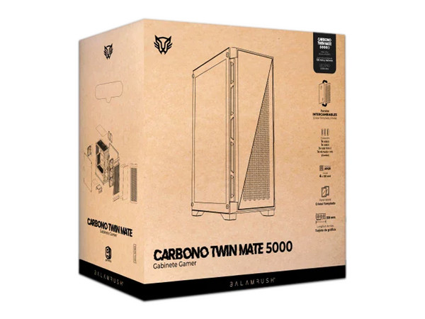 Gabinete Gamer Balam Rush Carbono Twin Mate 5000, Mid-Tower, ATX (Sin fuente de poder). Color Negro.
