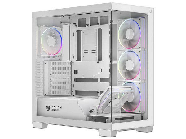 Gabinete Gamer Media Torre Tank Polar 7900 con Max MB ATX, GPU 420 mm, Paneles de Cristal y Ventiladores ARGB. Color Blanco