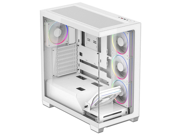 Gabinete Gamer Media Torre Tank Polar 7900 con Max MB ATX, GPU 420 mm, Paneles de Cristal y Ventiladores ARGB. Color Blanco