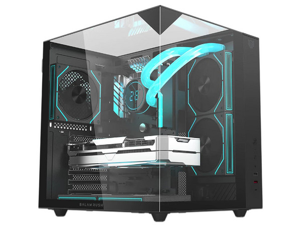 Gabinete BALAM RUSH Tank Majestic 6600, Mid Tower, ATX, Incluye 3 Ventiladores de 120mm, Panel de Cristal, No Incluye Fuente de Poder. Color Negro.