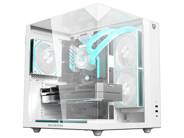 Gabinete BALAM RUSH Tank Majestic 6600, Mid Tower, ATX, Incluye 3 Ventiladores ARGB, No Incluye Fuente de Poder. Color Blanco.