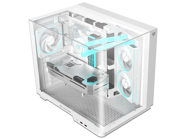 Gabinete Balam Rush Tank Expert Curve 6800, Mid Tower, ATX, 3 Ventiladores de 120mm, (Sin fuente de poder). Color Blanco.