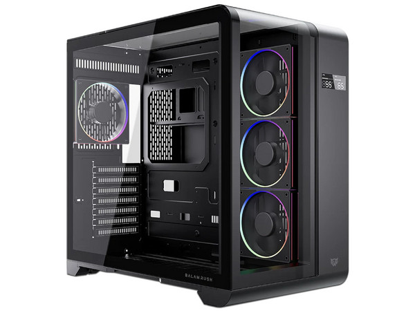 Gabinete Balam Rush Thank Expert Curve 7400 Mini Torre, Cristal sin Bordes, ATX. (Fuente de Poder No Incluida). Color Negro.