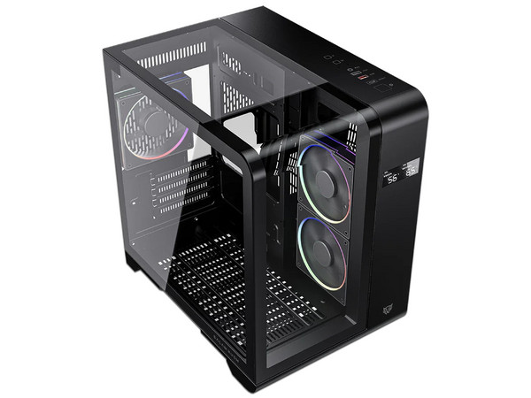 Gabinete Balam Rush Tank Expert Curve 6400 con panel lateral y frontal, micro-ATX, (No incluye fuente de poder). Color Negro