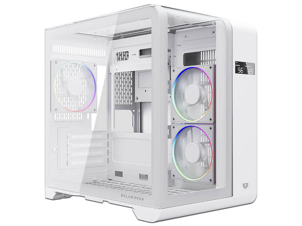 Gabinete BALAM RUSH Tank Expert Curve 6400, Mini Tower, Micro-ATX, Pantalla de Monitoreo Integrada, No Incluye Fuente de Poder. Color Blanco.