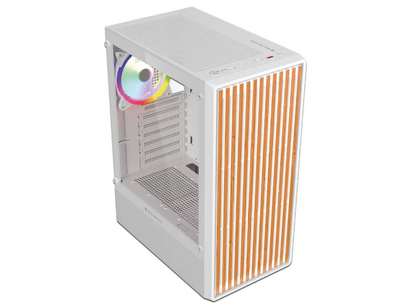 Gabinete Gamer Balam Rush Dragonfly Wood GM580, Mid Tower, ATX, 4 Ventiladores de 120mm, ARGB, Frente tipo Madera, (Sin fuente de poder). Color Blanco.