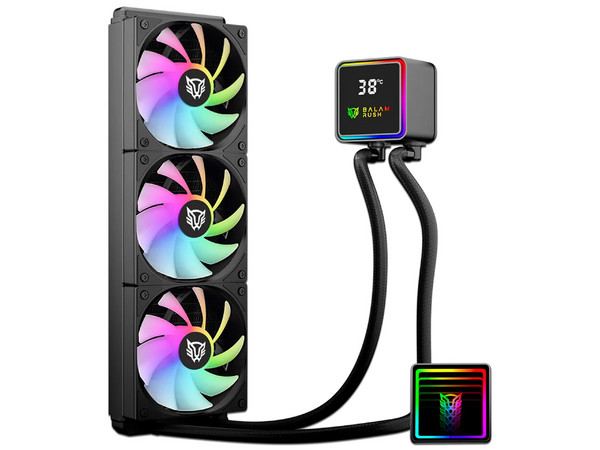 Kit Balam Rush, Incluye Gabinete Balam Rush Tank Majestic 7600, Mid Tower, ATX, Fuente de Poder GR Burst GR750G de 750W, 80 Plus, Sistema de Enfriamiento Líquido  Cryo Prism 360 de 360mm, ARGB. Color Negro.