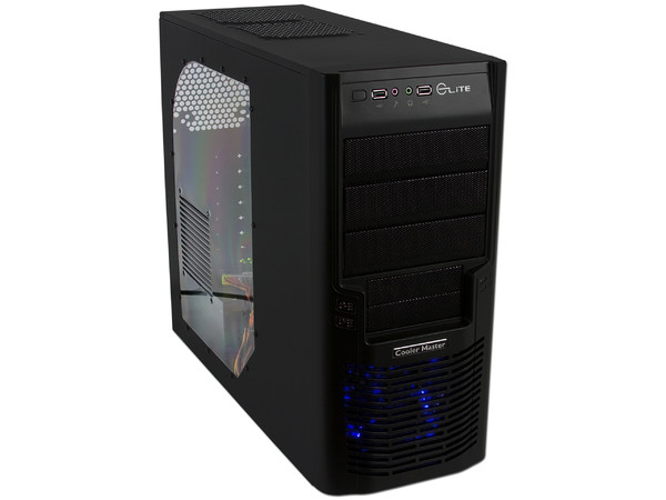Gabinete Cooler Master Elite 430 Black, con Ventilador frontal de 120mm Led Azul, (sin fuente de poder)