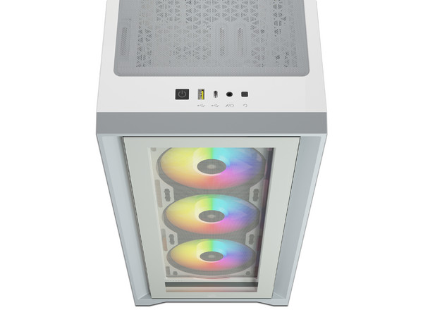Gabinete CORSAIR iCUE 4000X, Mid Tower, ATX, No Incluye Fuente de Poder. Color Blanco.