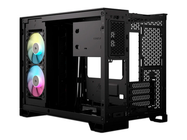 Gabinete CORSAIR iCUE LINK 2500X RGB, Micro-ATX, Diseño de Doble Cámara, No Incluye Fuente de Poder. Color Negro.