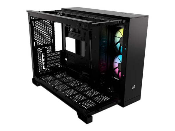 Gabinete CORSAIR iCUE LINK 2500X RGB, Micro-ATX, Diseño de Doble Cámara, No Incluye Fuente de Poder. Color Negro.