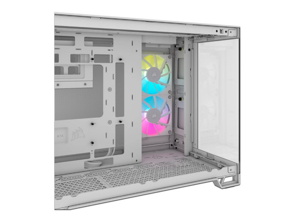 Gabinete CORSAIR iCUE LINK 2500X RGB, Micro-ATX, Diseño de Doble Cámara, No Incluye Fuente de Poder. Color Blanco.