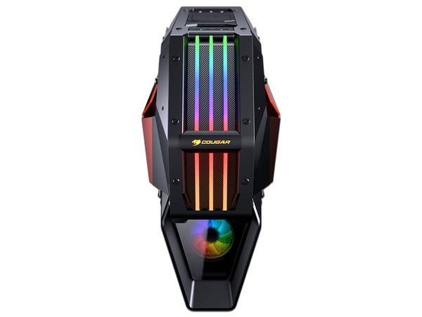 Gabinete Gamer Cougar Full-tower Conquer 2, ATX, LED, RGB, (sin fuente de poder). Color Negro/Naranja.