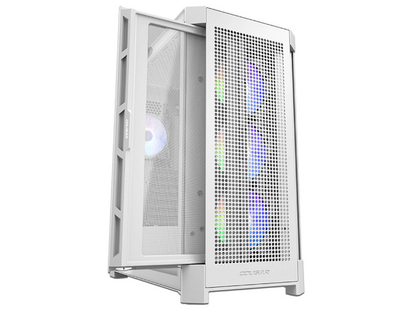 Gabinete Cougar Airface Pro Blanco, ATX, en color blanco con panel de cristal templado, iluminación RGB y diseño de alta ventilación
