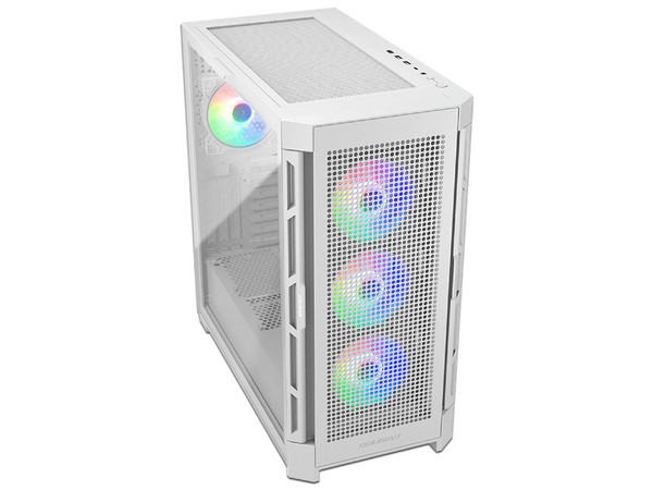 Gabinete Cougar Airface Pro Blanco, ATX, en color blanco con panel de cristal templado, iluminación RGB y diseño de alta ventilación