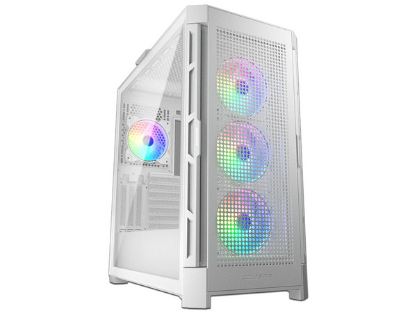 Gabinete Cougar Airface Pro Blanco, ATX, en color blanco con panel de cristal templado, iluminación RGB y diseño de alta ventilación