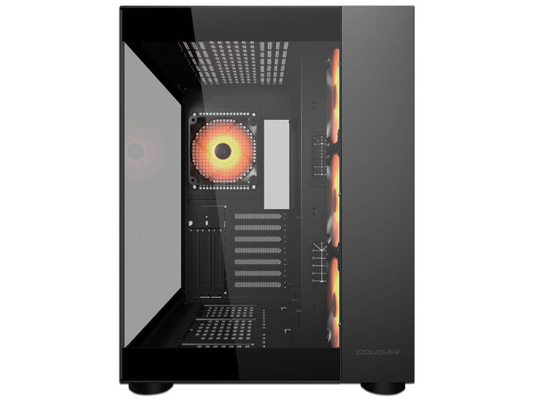 Gabinete Cougar FV150 RGB, Mid Tower, ATX, Panel de Cristal Templado, 3 Ventiladores ARGB de 120mm Incluidos, No Incluye Fuente de Poder. Color Negro.