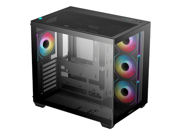 Gabinete DeepCool CG530 4F, ITX, Negro, ARGB, Sin Fuente, Panel de Cristal.