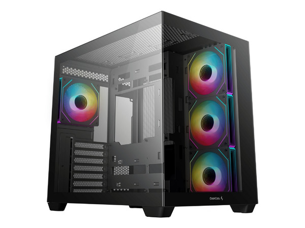 Gabinete DeepCool CG530 4F, ITX, Negro, ARGB, Sin Fuente, Panel de Cristal.