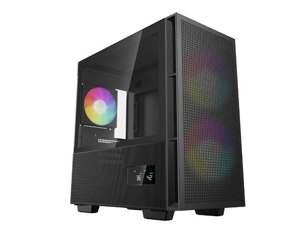 Gabinete DeepCool CH360 DIGITAL, Micro ATX, Pantalla Digital, ARGB (sin fuente de poder). Color Negro.