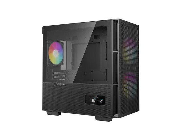 Gabinete DeepCool CH360 DIGITAL, Micro ATX, Pantalla Digital, ARGB (sin fuente de poder). Color Negro.