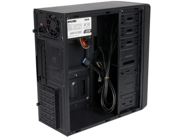 Gabinete ATX Evotec EV-1004 ATX con fuente de 600W. Color Negro.